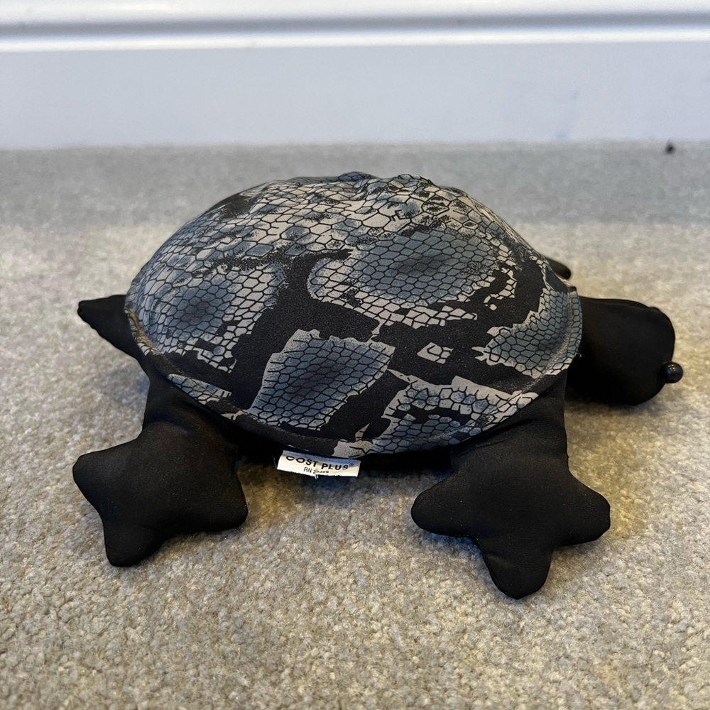 Vintage Cost Plus Blue & Black Turtle Bean Bag Plushie Stuffed Animal - Picture 6 of 11